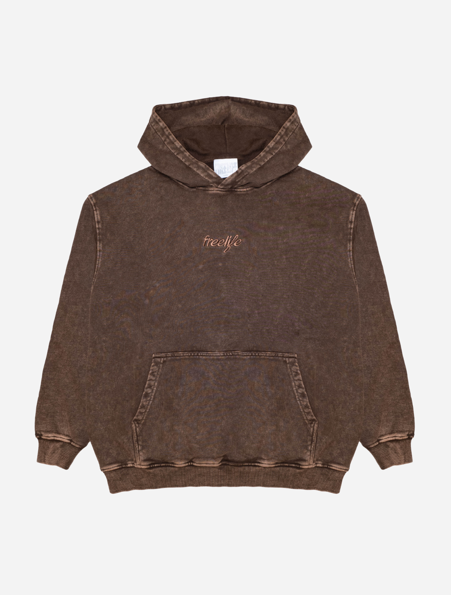 Acid Wash Hoodie - Brown