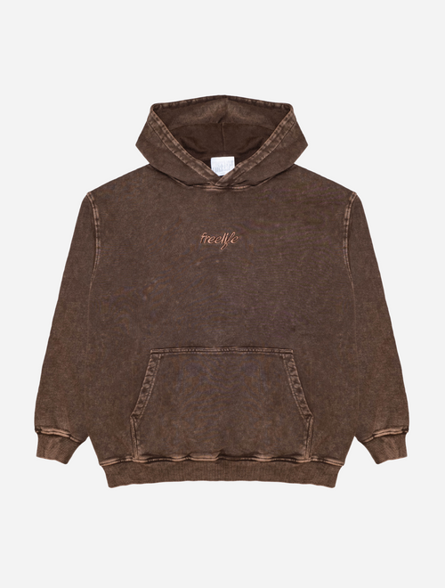 Acid Wash Hoodie - Brown