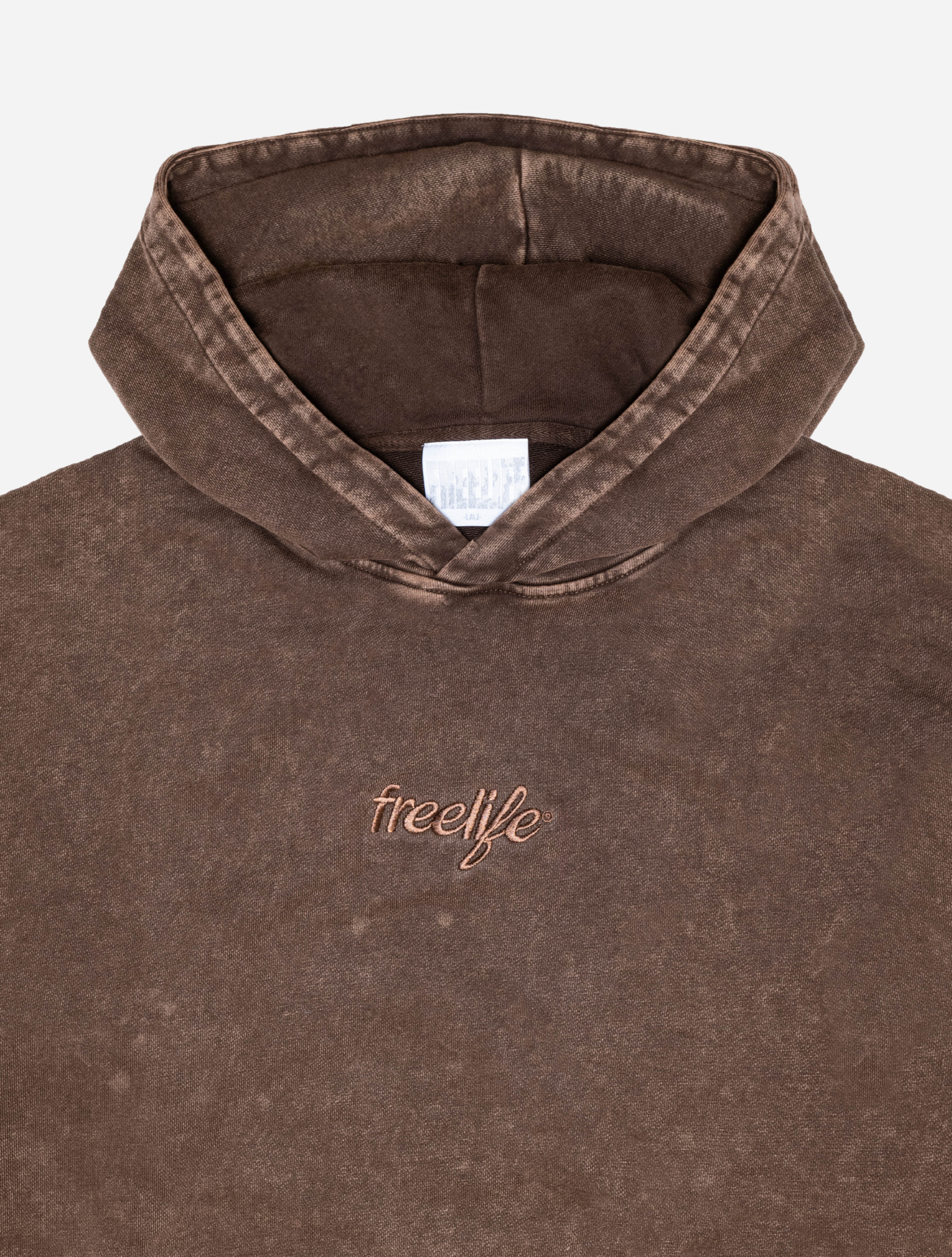 Acid Wash Hoodie - Brown