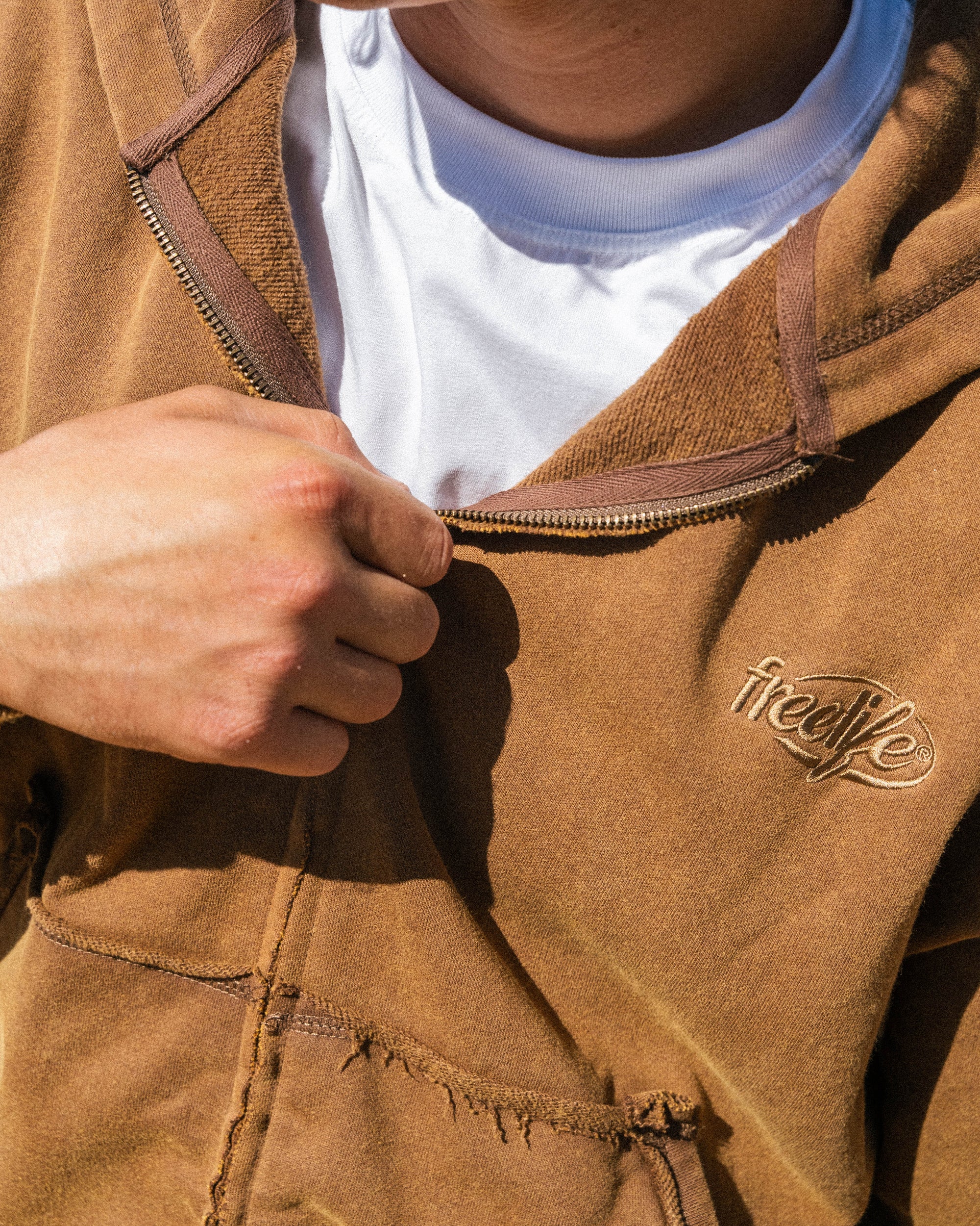 Zipper Hoodie - Brown